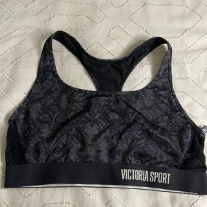 Victoria’s Secret Sports Bra No pads Black Floral Size Large